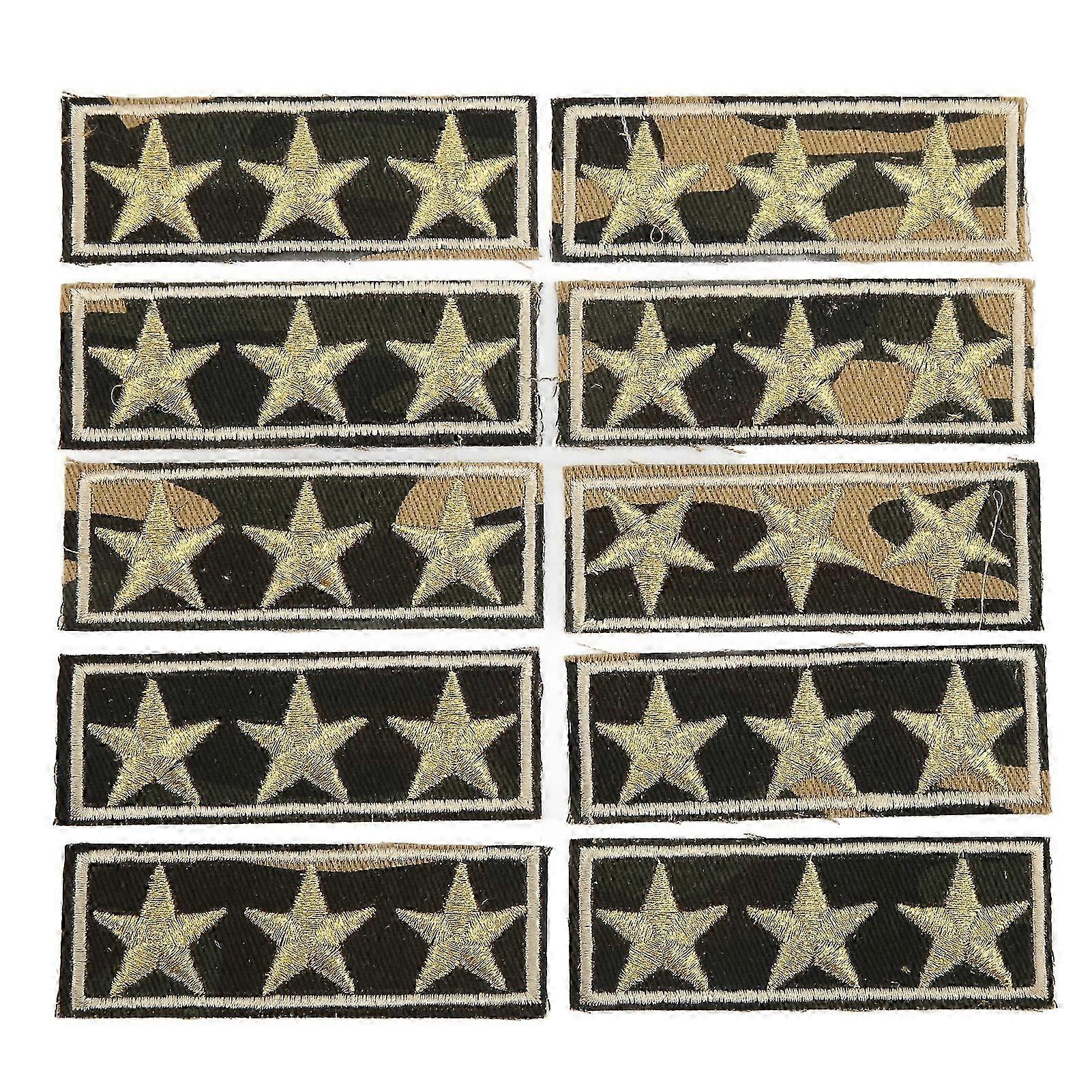 10Pcs Iron On Patches Camouflage Five Point Star Eye Catching Wide Application Durable Cotton Iron Patches for Clothes--1