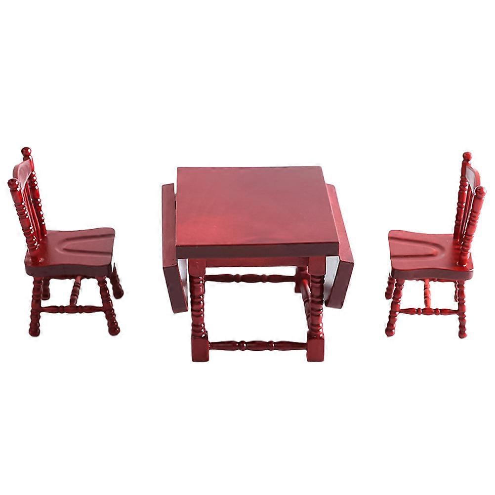 Miniature Furniture Set 1 Set Brown Wooden Tables And Chairs For Imagination Enhancement Creative Adornment