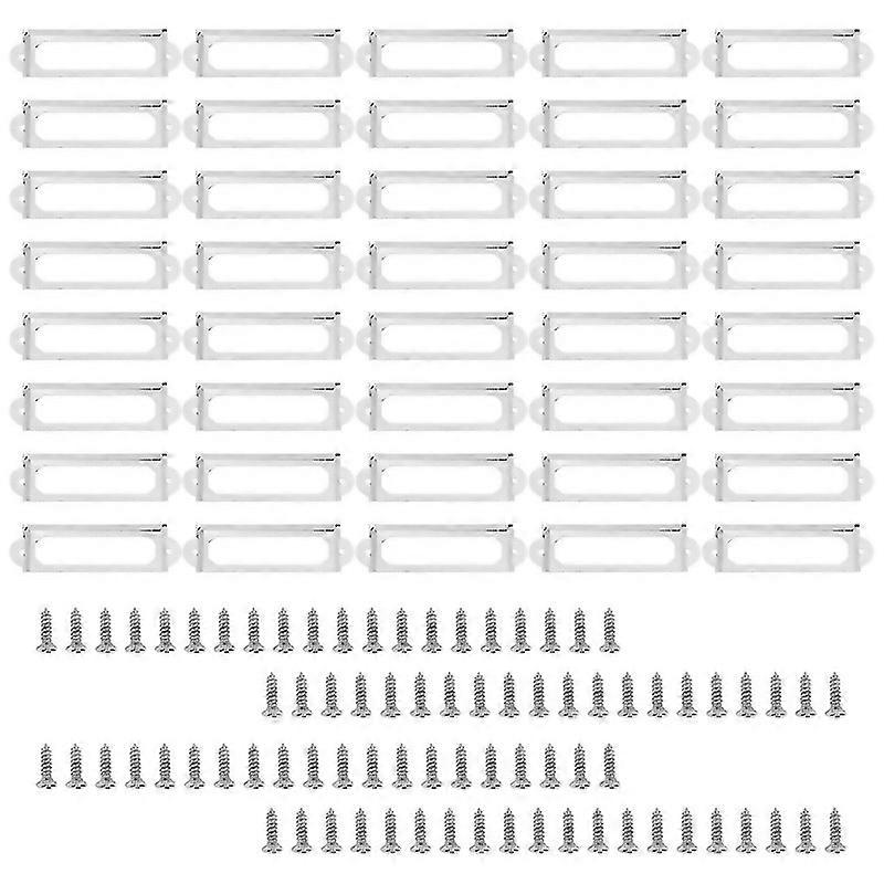 For 40 Set Office Library File Drawer Cabinet Card Tag Label Holder Metal Frame Tone Silver