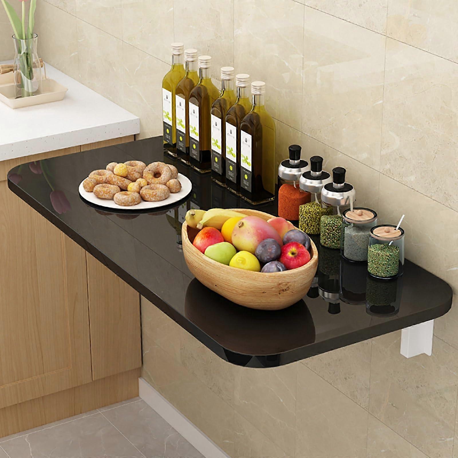 Foldable Wall Table, Wall Mounted Desk, Space-Saving Shelf, 70x30cm, Black Finish