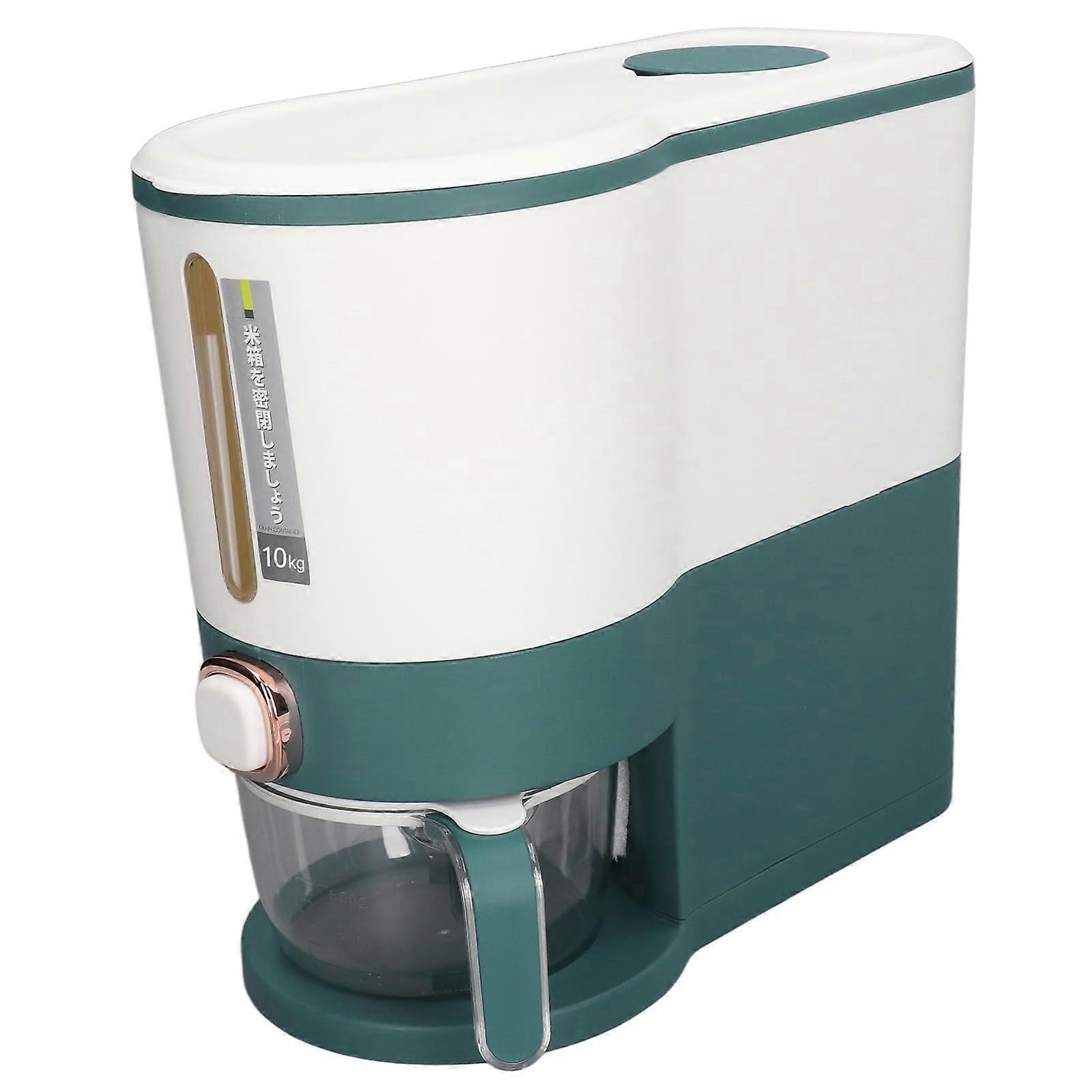 Rice Cereal Dispenser Dust Proof Sealed Grain Bucket For Rice And Cereal Storage PE PP Material Large Jewel Green