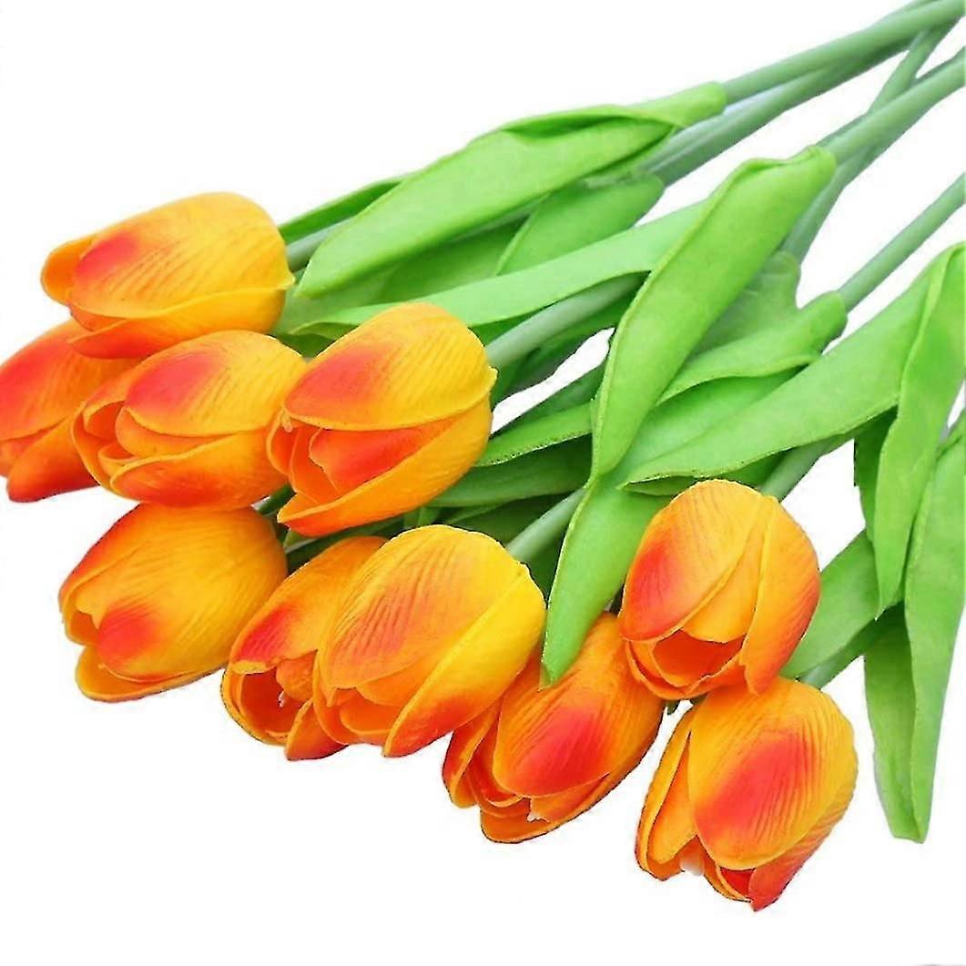 Simulation Tulip Artificial Tulip Bouquet Artificial Tulip Flower For Home Orange 10pcs