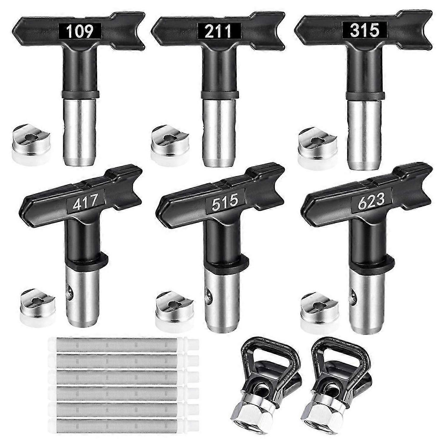 14 PCS Airless Tool Set, 6PCS Nozzles, 6PCS Filter