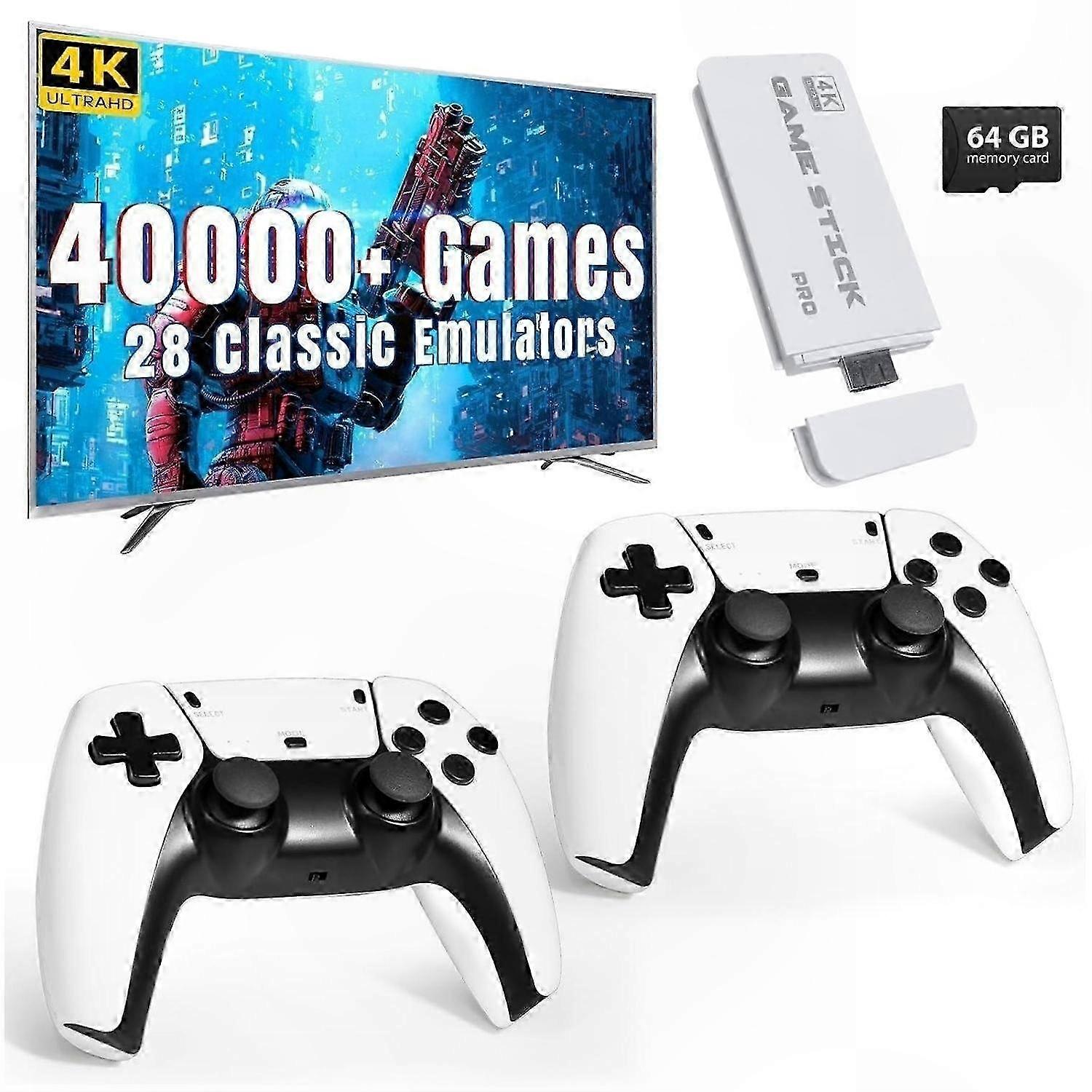 Classic Retro Gaming Console with 40,000 Preloaded Games, 4K HDMI Support, Wireless Controller, 64GB Storage for Nostalgic Entertainment