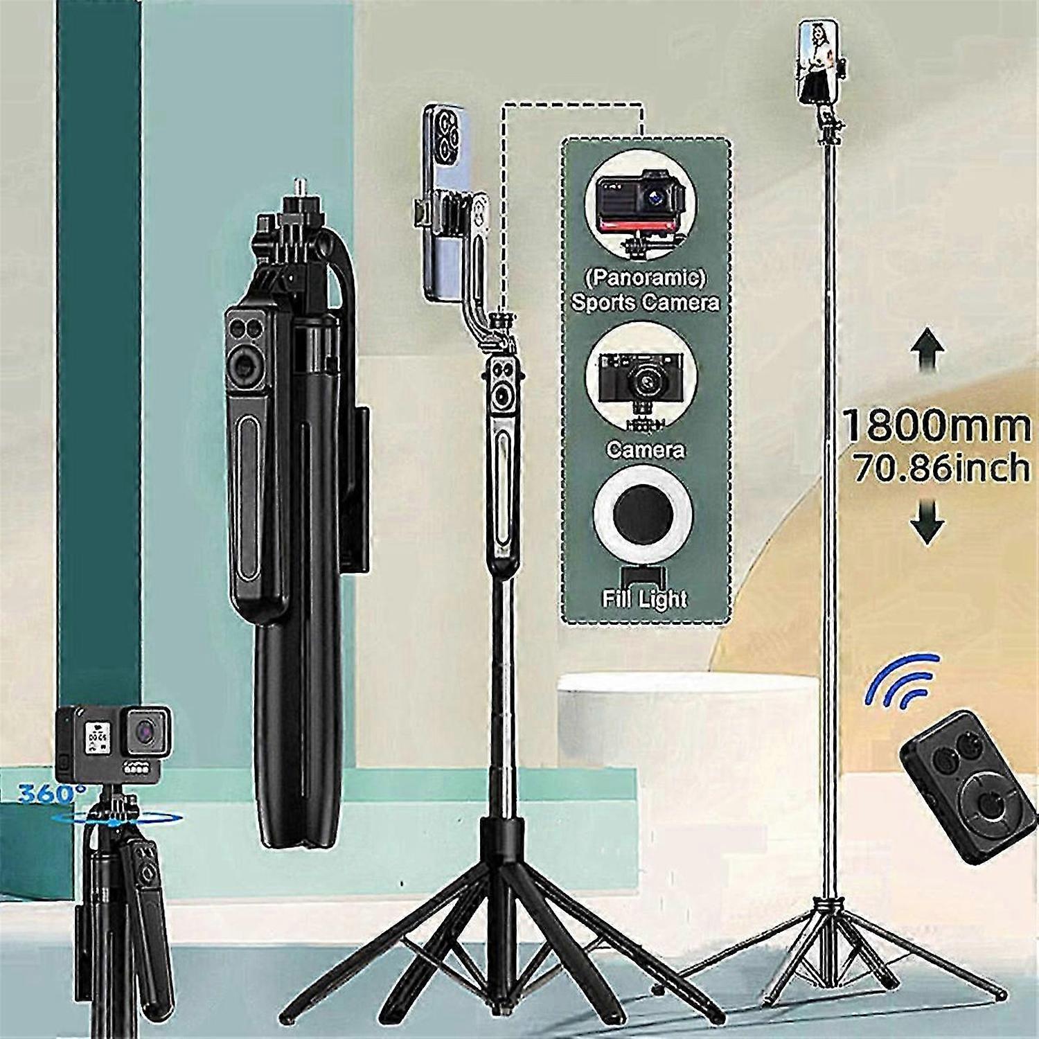 Portable Camera Tripod with Bluetooth Remote Control and 360  Rotation for Video Recording and Live Streaming