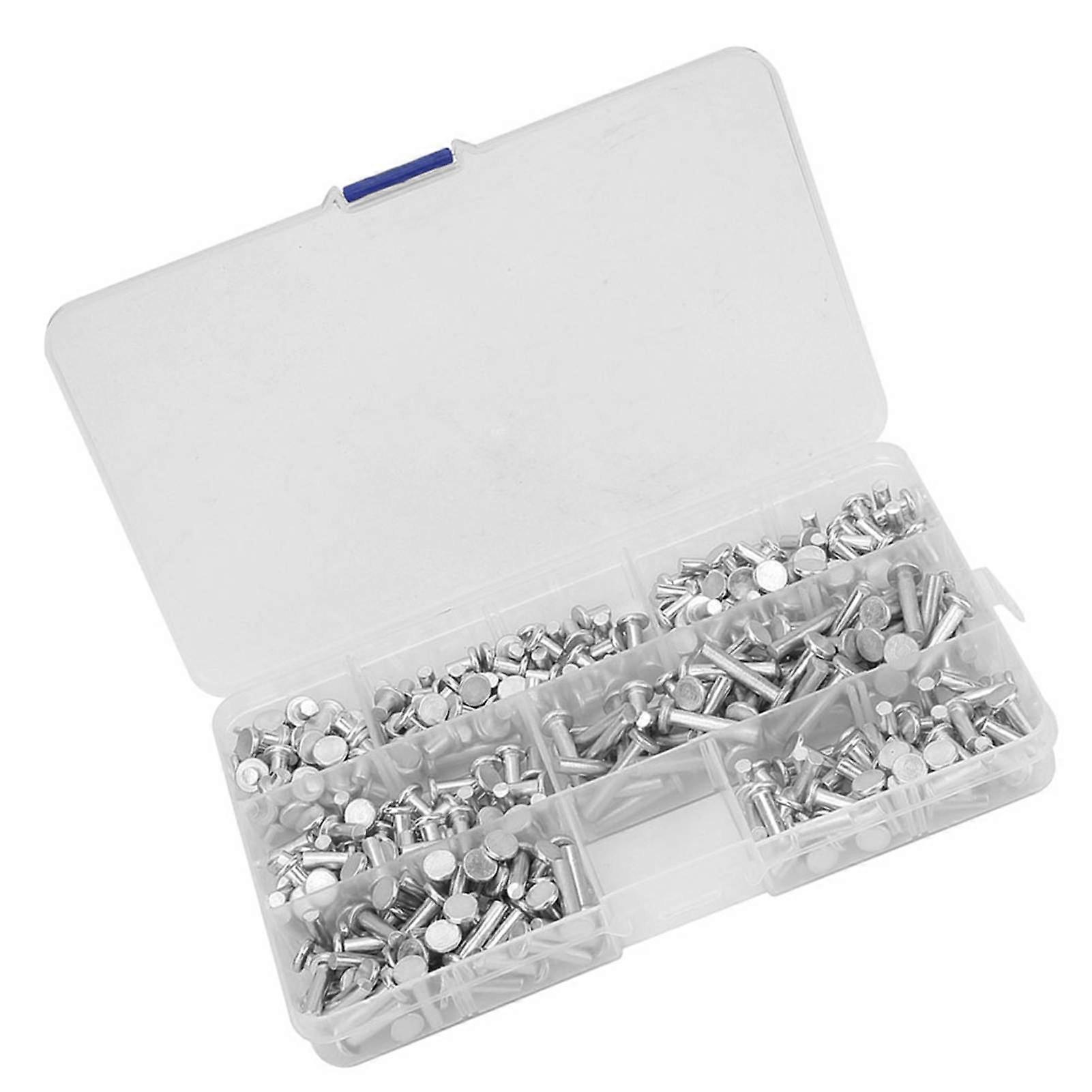 350pcs M4 Solid Aluminum Flat Head Rivets Kit 4-20mm Assorted