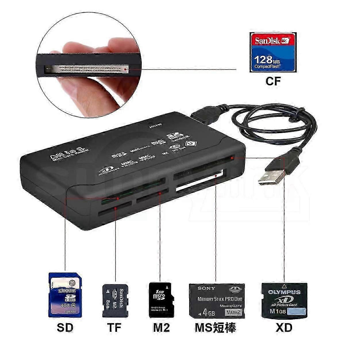All In One 1 Memory Card Reader Usb External Sd Sdhc Mini Micro M2 Mmc Xd Cf Ms DSFR