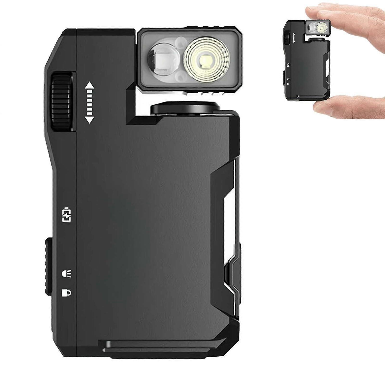 Rechargeable EDC Flashlight Portable Flat Pocket Flashlight 400 Lumens Dual Light RGB Light Black