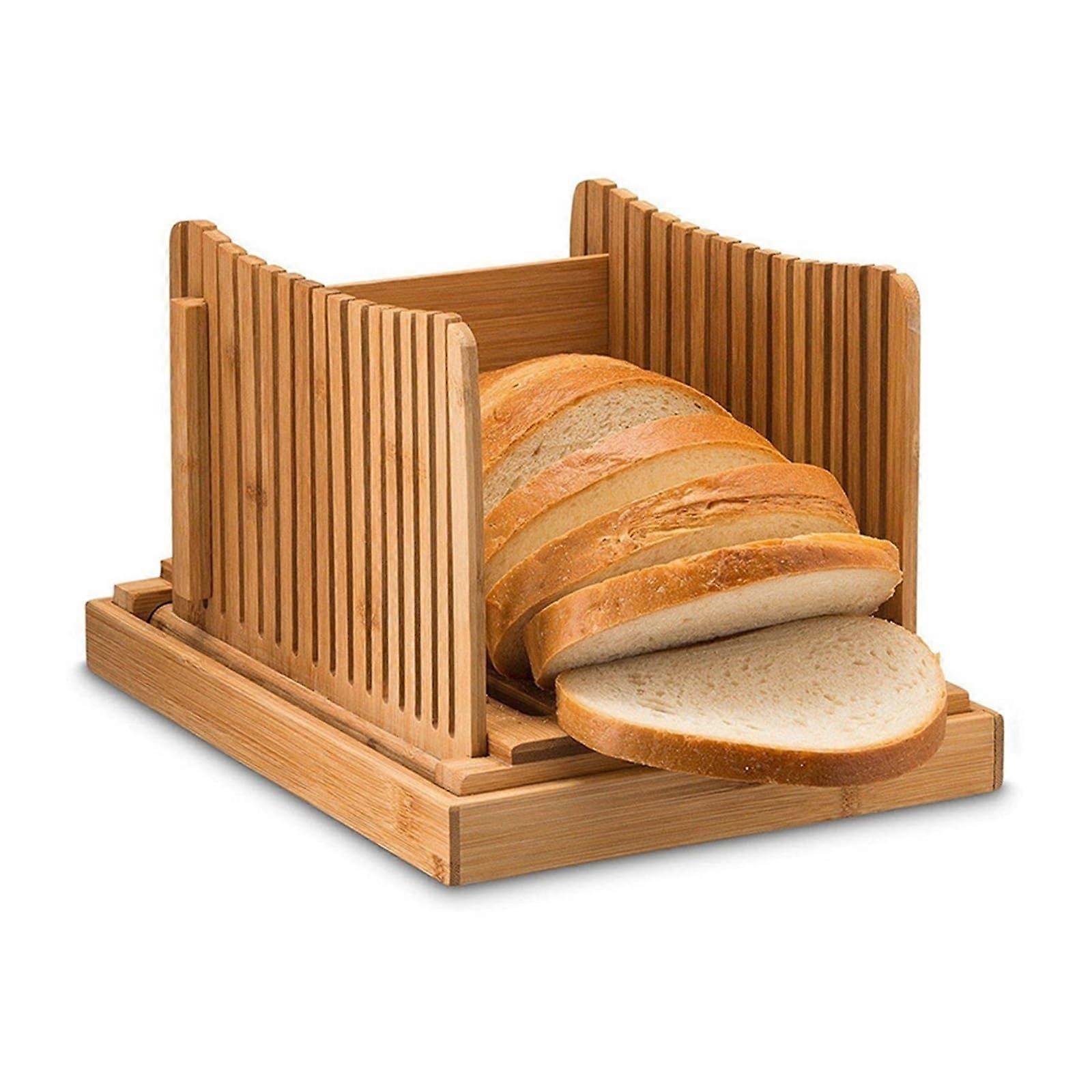 Bread Slicer Bamboo Toaster Slicing Rack Natural 32x22x13 Cm Kitchen Toast Cutter Baking Tools Toast Slicer