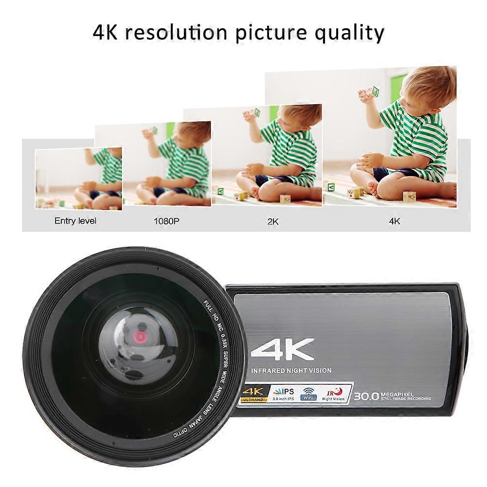 HDR AE8 4K HD Digital Camera 3.0" Touch Screen 16X Zoom Black