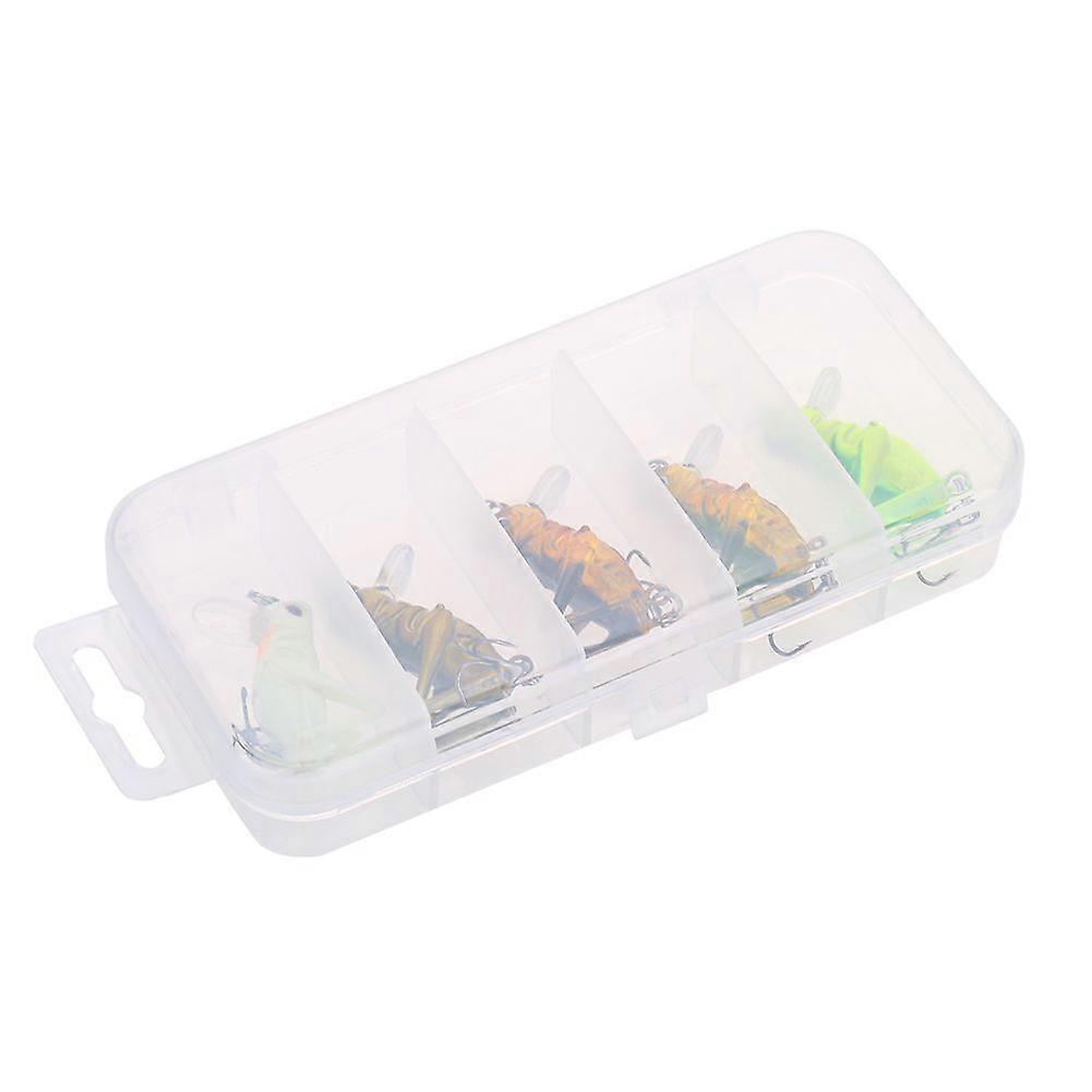 5 Pcs/Box Flying Grasshopper Insect Artificial Fishing Fish Lure Lot Set Bait with 3 Hooks