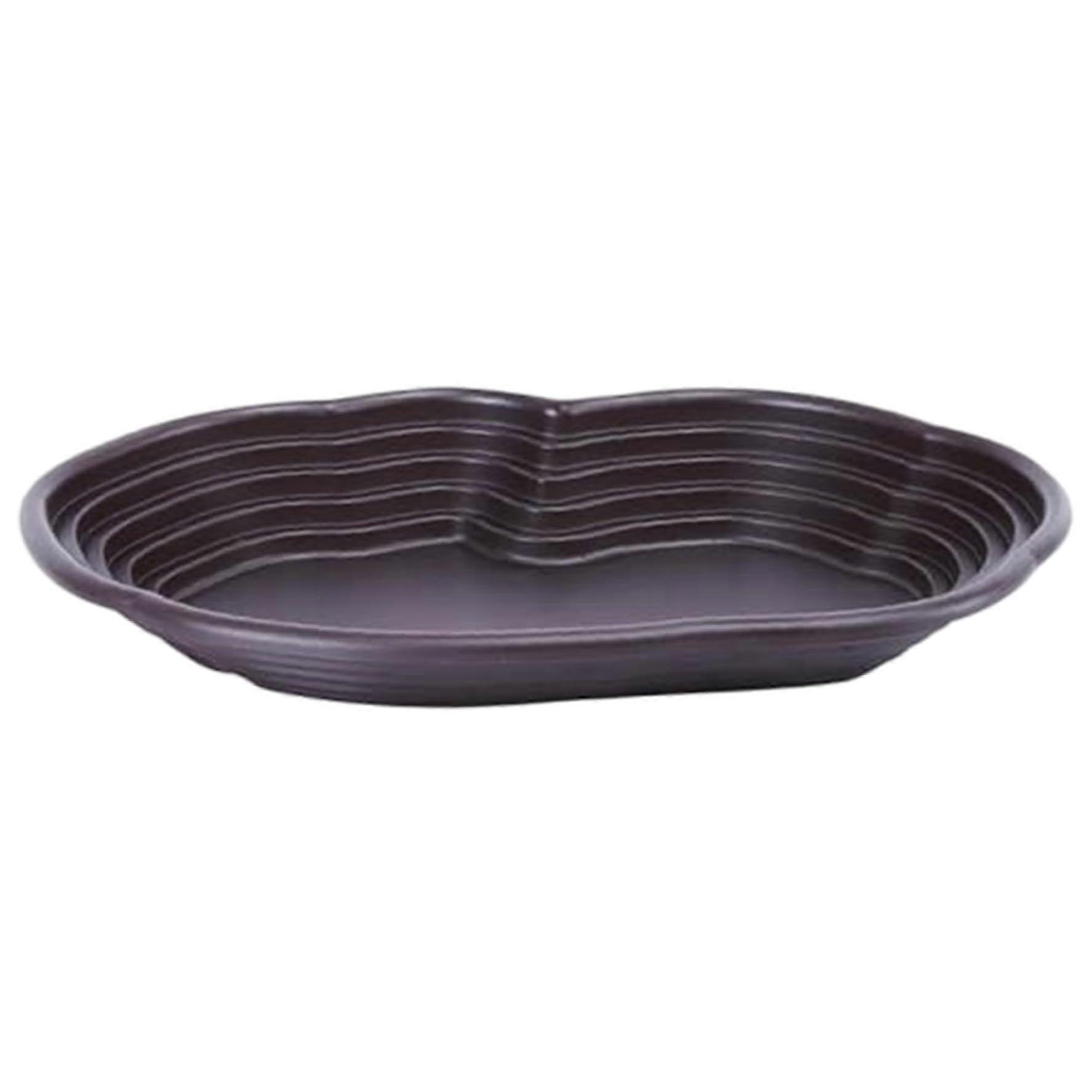 Tortoise Water Dish with Ramp 15x11x2 Inch Shallow ABS Turtle Tub For Geckos And Snakes Brown