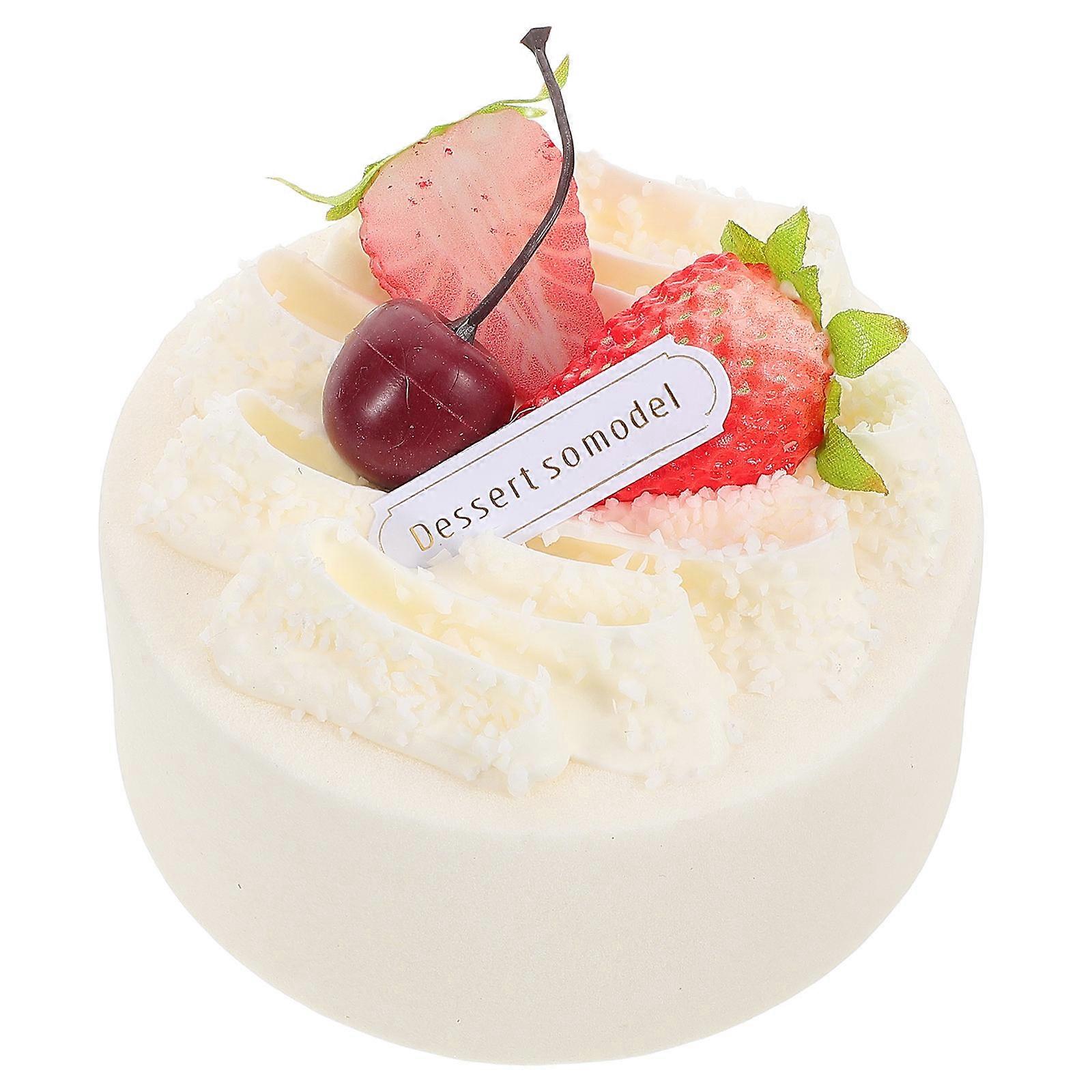 Birthday Cake Model Artificial Cake Prop for Decoration White PVC