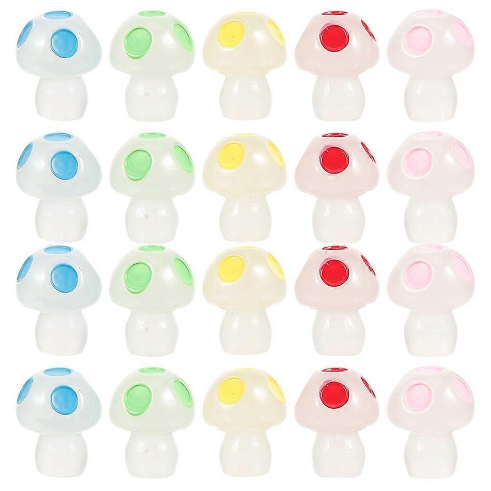 50pcs Mini Resin Mushrooms Luminous Mushroom Tiny Mushroom Statues Miniature Mushroom