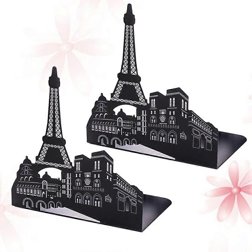 Hollow Book Holder Creative Book Rack for Storage Use 1Pair Black