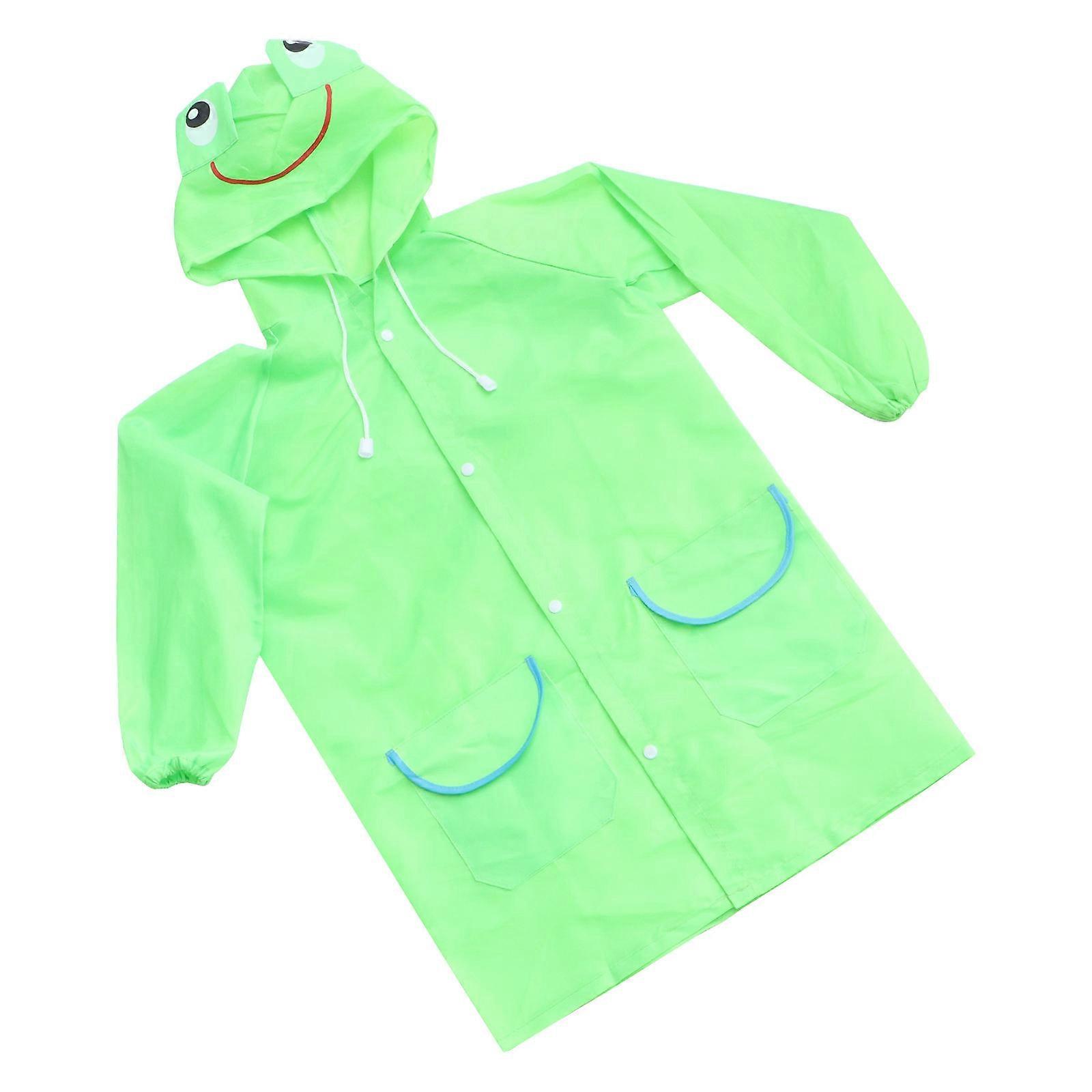 Kids Rain Coat with Animal Design Function Green for Rainy Days