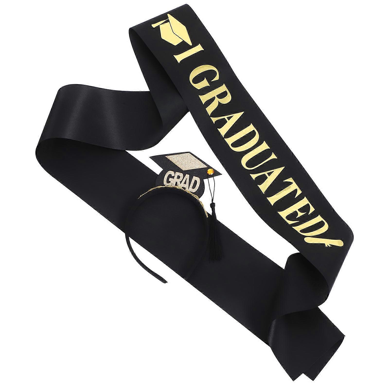 Graduation Satin Sash for Decorating 5Sets Graduation Headband and Shoulder Strap Set