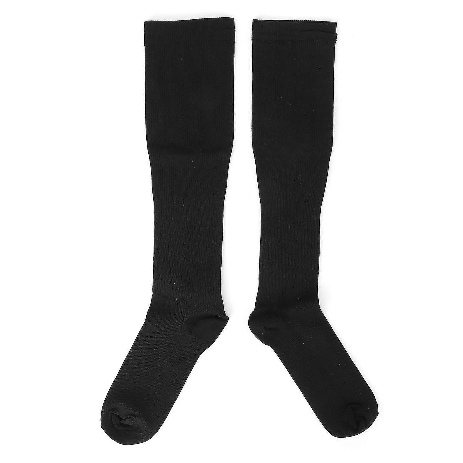 Compression Socks Elastic Soft Breathable Running Sports Socks for Men Women BlackL/XL