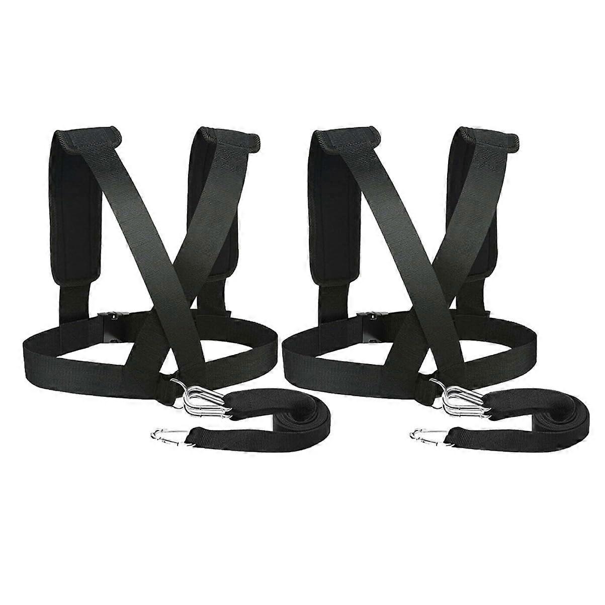 WeightBearing Sled Harness Straps 2 Pack, Adjustable Resistance Belt, Padding, for Running and Strength Workouts