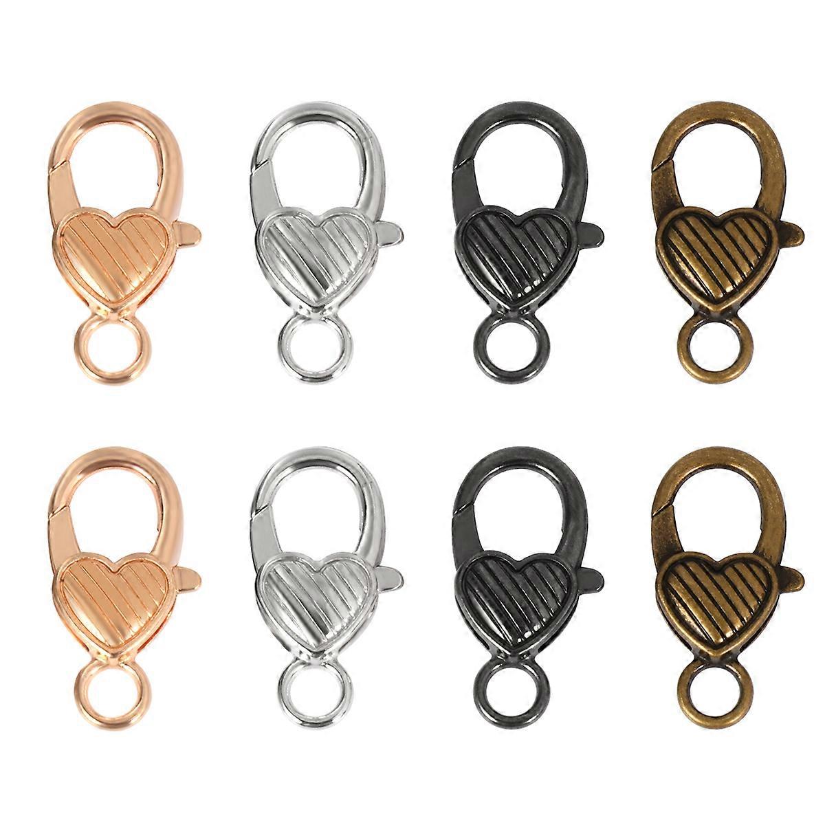 Heart-Shaped Lobster Clasp for Jewelry Making with 80Pcs Mixed Color Alloy Pieces