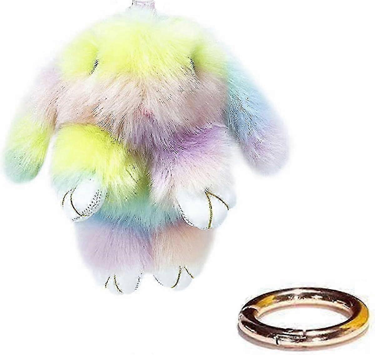 Bunny Keychain Cute Rex Rabbit Faux Fur Keychain Car Handbag Keyring-ss