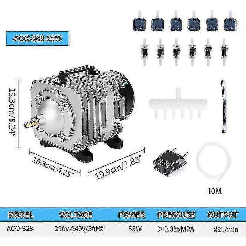 Akvaryum Balıkları Tankı Yüksek Akışlı Ac Elektromanyetik Hava Kompresörü Havuz Oksijen Pompası Aco-208/308/318