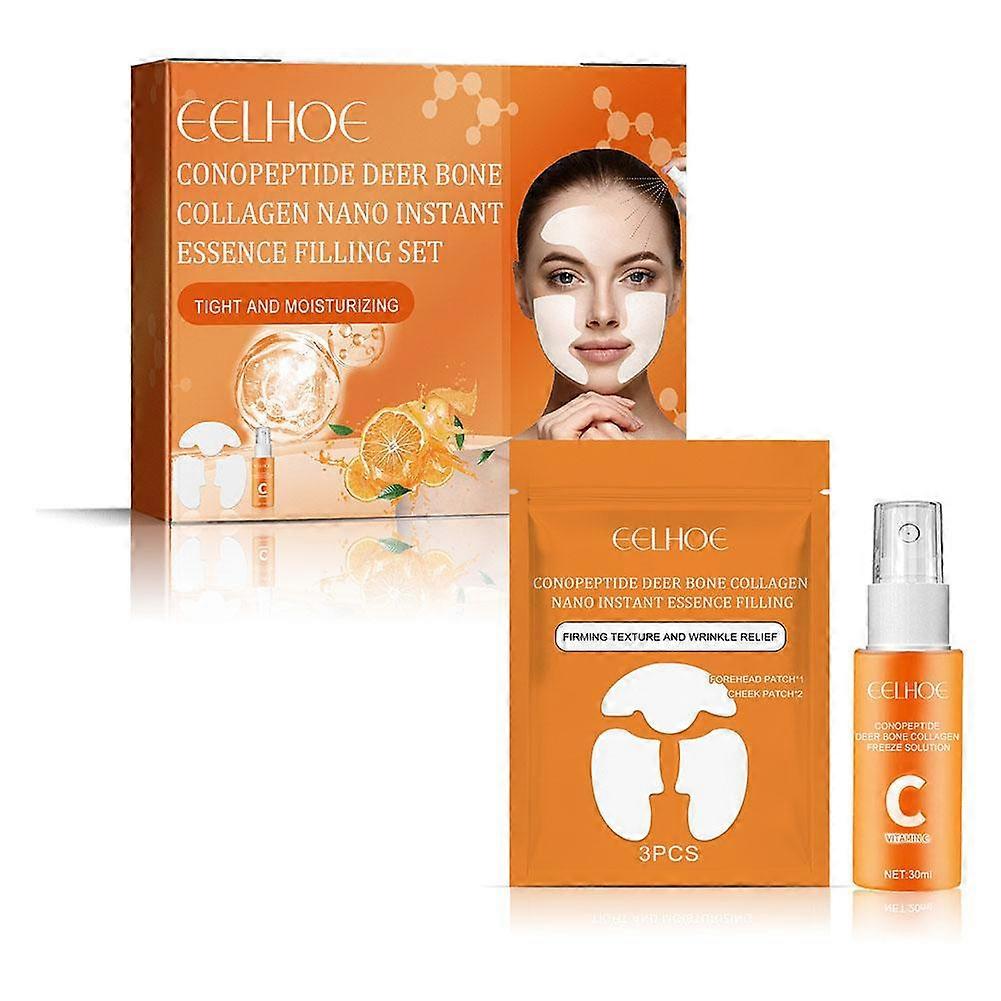 Collagen Facial Essence Patch Set 3Pcs with Hydrating Serum Anti-Aging Skin Care Treatment