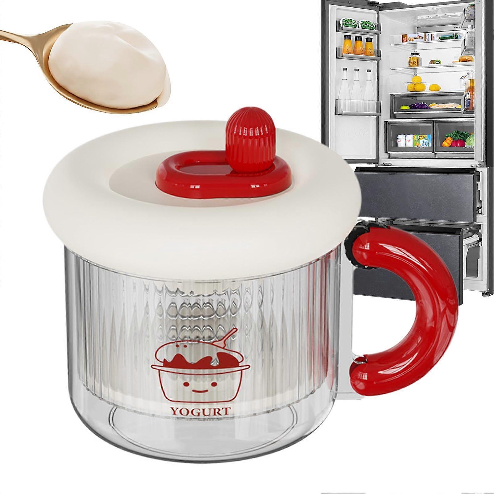 Dry Yogurt Maker Yogurt Filter With Lid, Reusable Fine Mesh Filter Cheese Maker For Soy Milk Cream Red