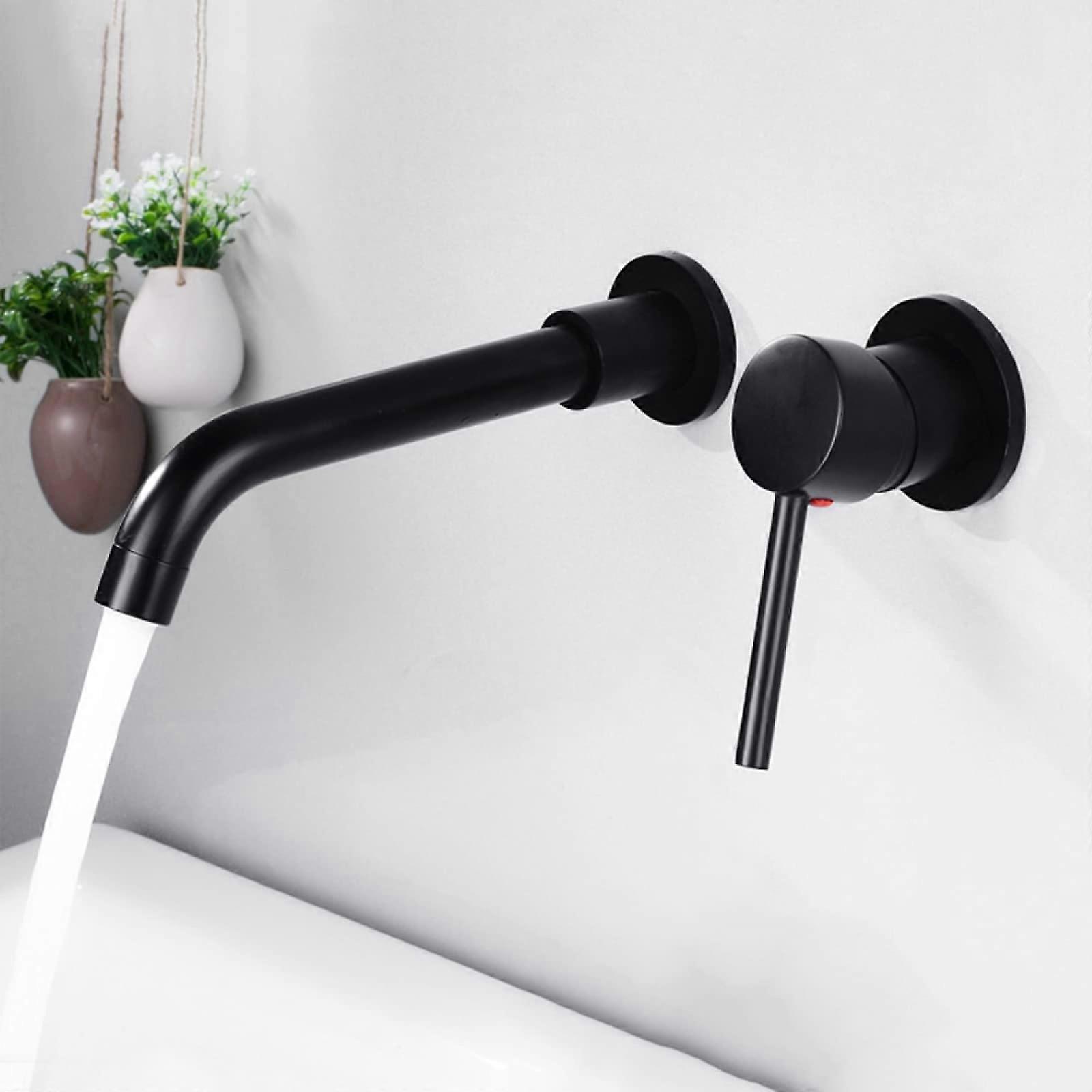 Sinks for Bathroom Wall Mounted Black Brass Basin Mixer 360 Degree Swivel Spout Single Lever Split Commemoration Day