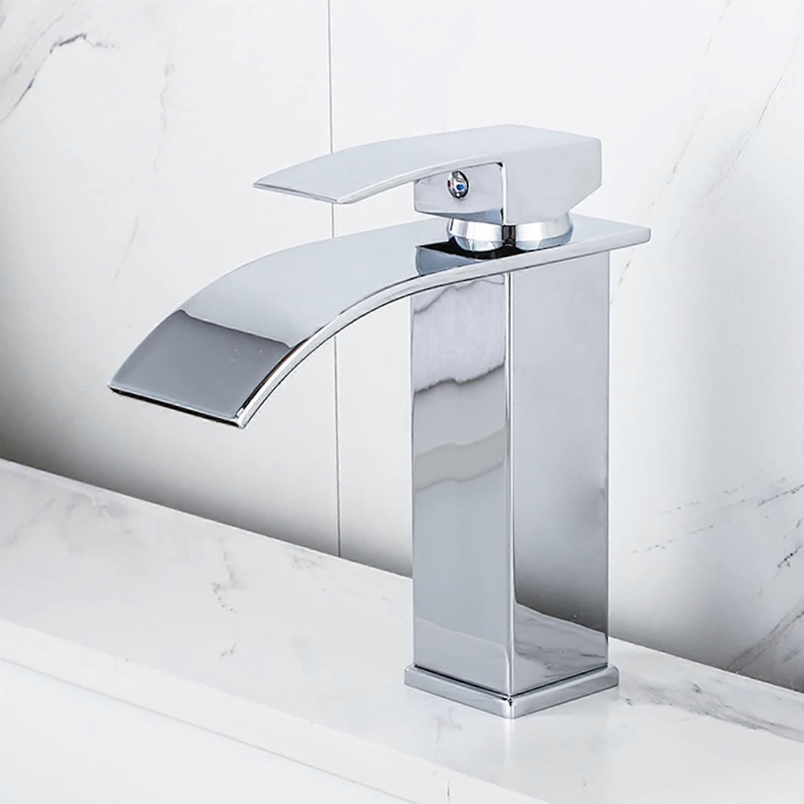 Waterfall Basin Chrome Plated Stainless Steel Sink Mixer Single Handle Hot And Cold Faucet Short Commemoration Day