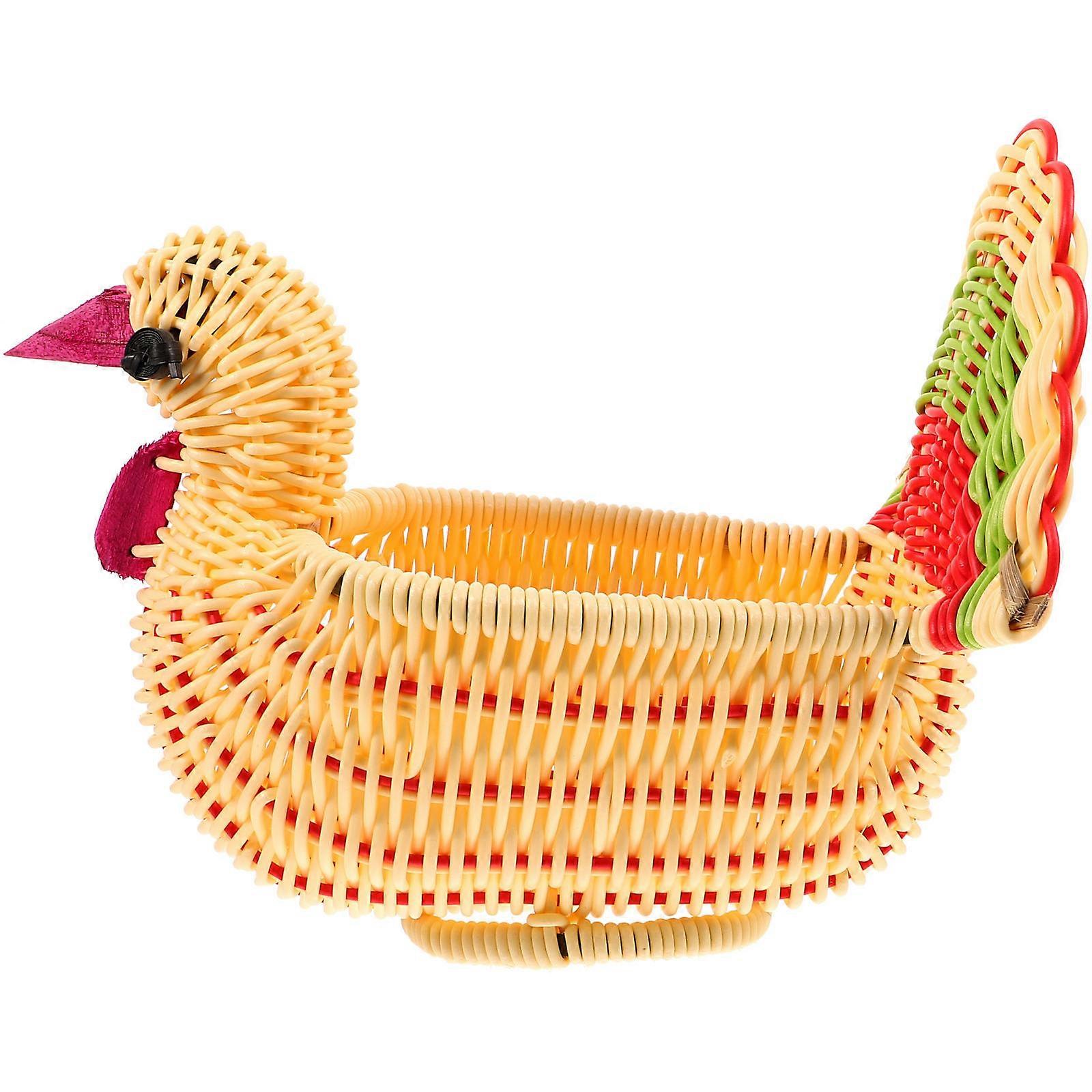 Peacock Shaped Imitation Rattan Fruit Basket for Home 3Pcs Set