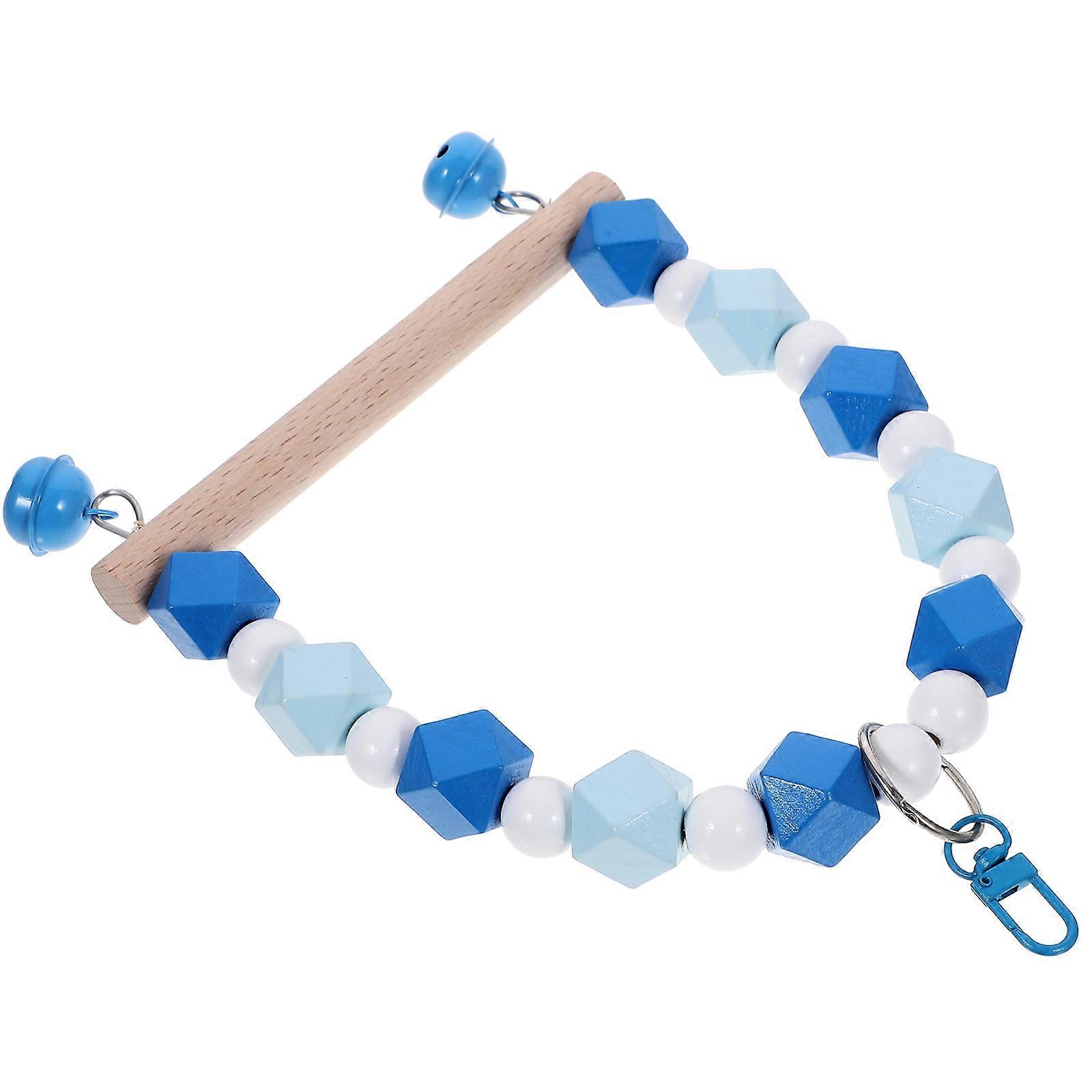 4Pcs Wooden Bird Swing Bird Perch Toy For Birds Parrots Pets Indoor Use Sky-Blue Exercise Function