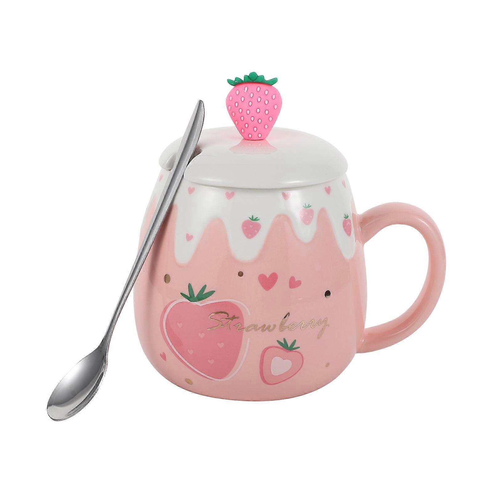 Creative Ceramic Mug Cup for Coffee Or Tea 2Sets with Lid and Spoon