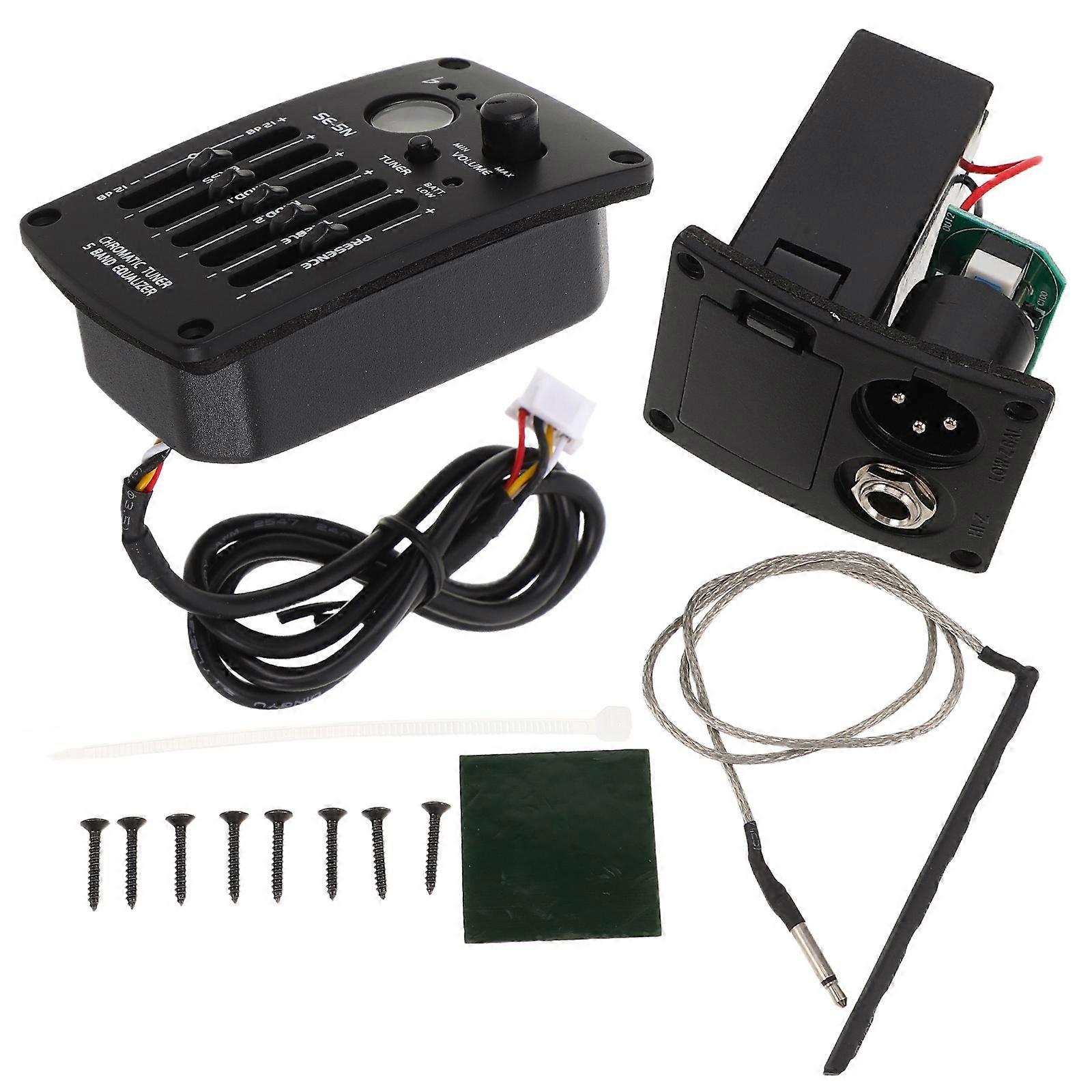 Acoustic Guitar Pickup 4Pcs Five-Band Acoustic Guitar Preamp Tuner For Small Gigs With Tone Control