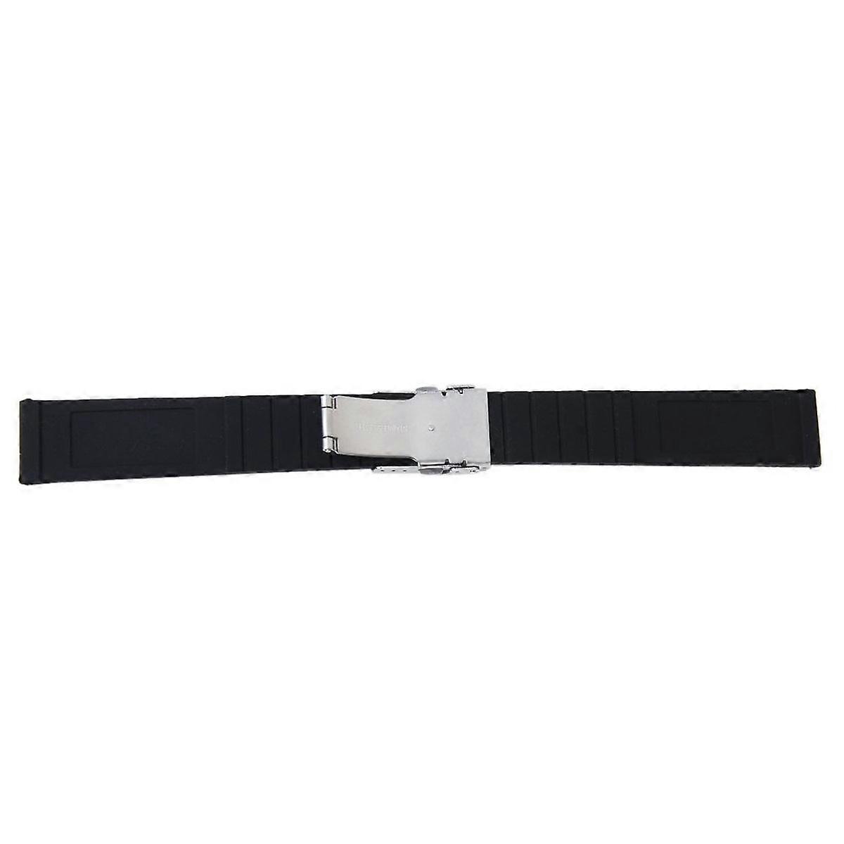 Black Silicone Watch Band 20mm with Waterproof Function and Steel Buckle