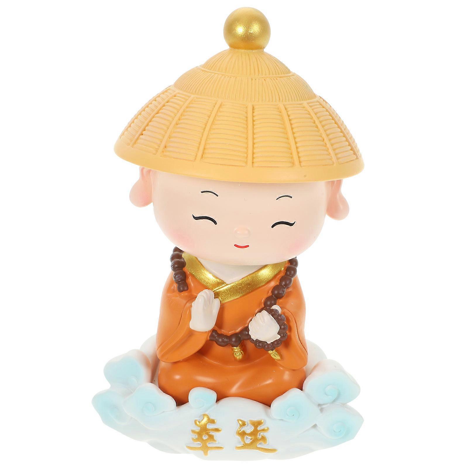 Monk Decor Resin Figurines for Decoration 4Pcs Car Dashboard Desktop Ornaments
