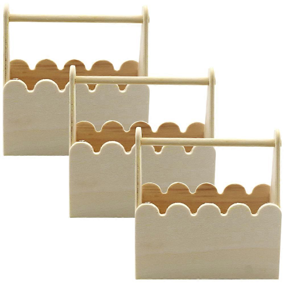 Blank Rectangular Wooden Baskets For Kids Creative Projects And Desk Decor 6Pcs