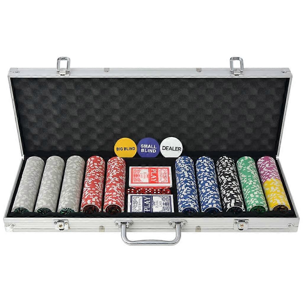 Poker Set With 500 Laser Chips Aluminium Poker Chips