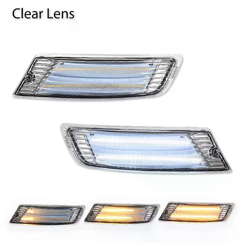 Apply Dual-color Dynamic Amber LED Car Front Bumper Corner Turn Signal w/ Xenon White DRL/Parking Lights For Jeep Liberty 2005-2007