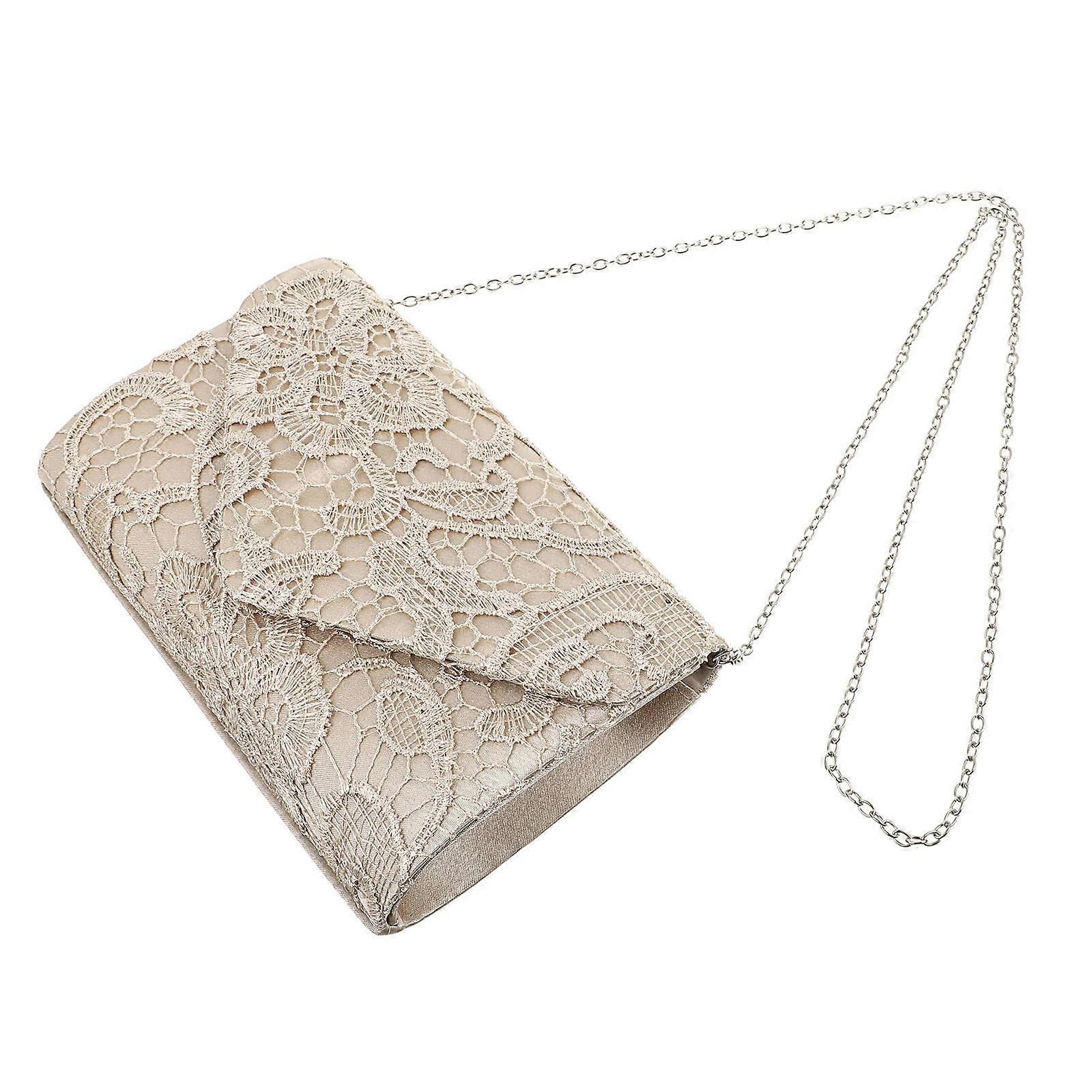 Party Clutch Bag for Storage 4Pcs Beige Elegantly Designed Lace Bag