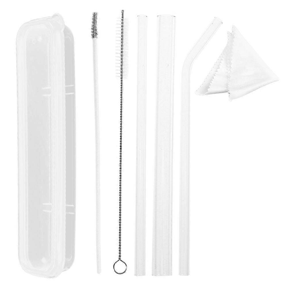 Transparent Glass Straw Drinking Straws for Home 2Sets Clear