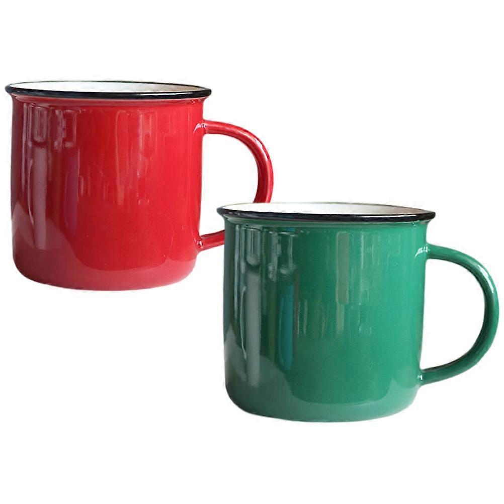 Enamel Drinking Mug Tea Storage Cup for Home 4Pcs Assorted