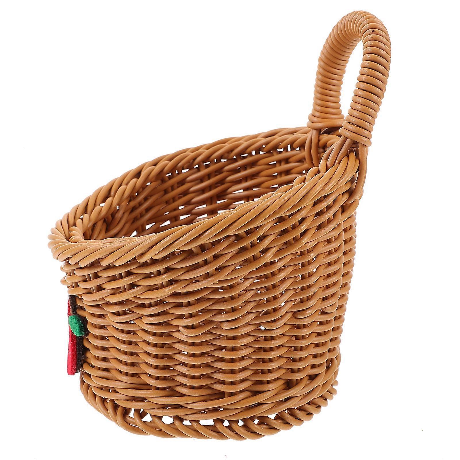 Woven Basket Wall Mount Organizer 3Pcs Perfect For Home Decoration Gift Giving Light Brown Rectangular Shape