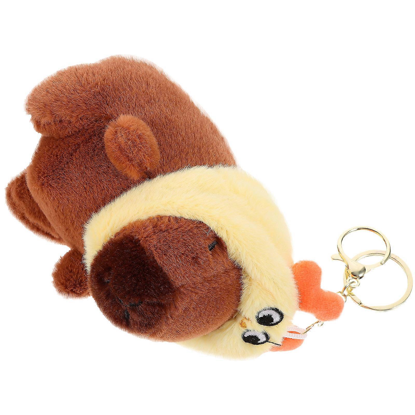 Capybara Keychain Plush Key Ring for Bag Hanging 4Pcs Decorative Pendant