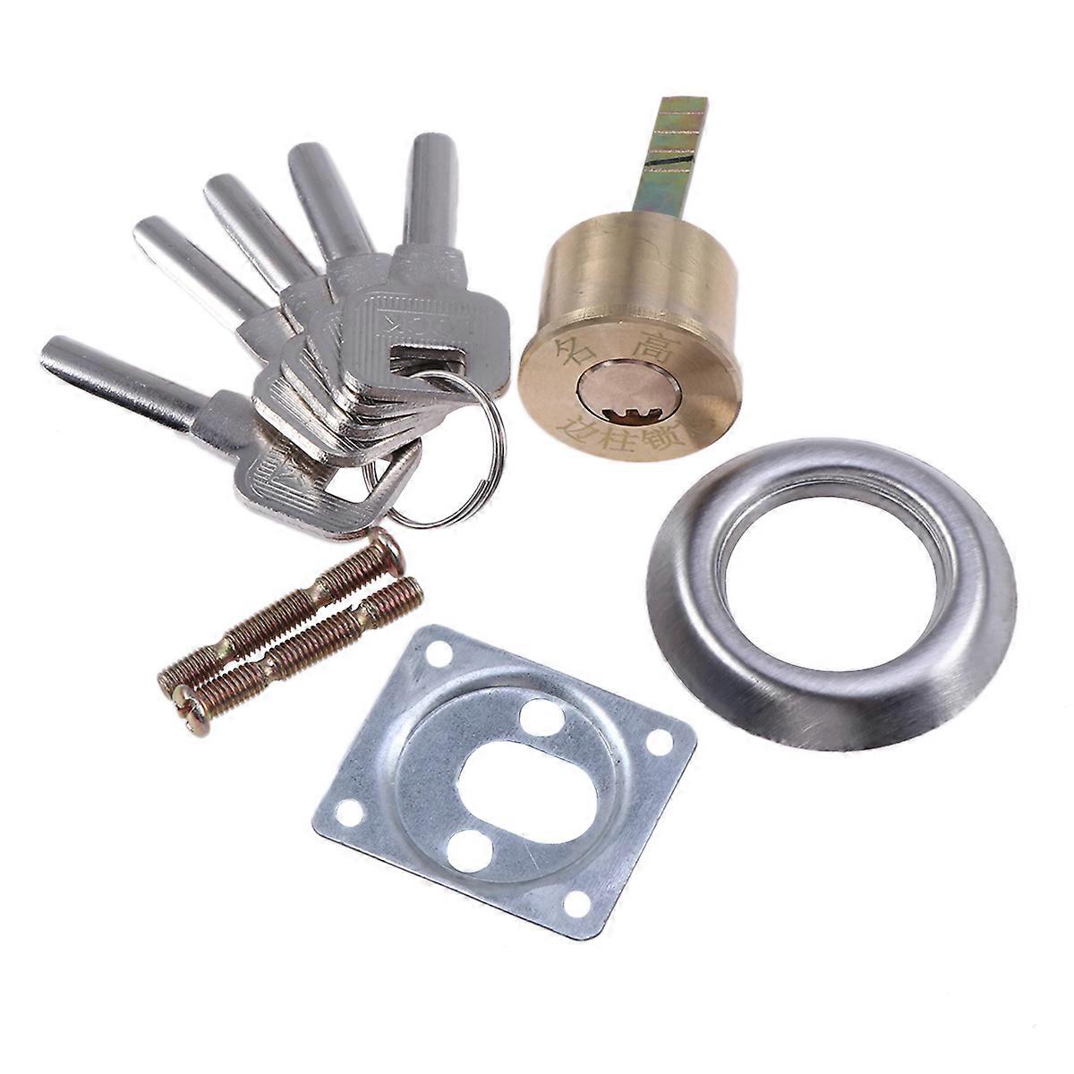 Solid Brass Rim Lock Cylinder Replacement for Garage Door 2Pcs with Hardware