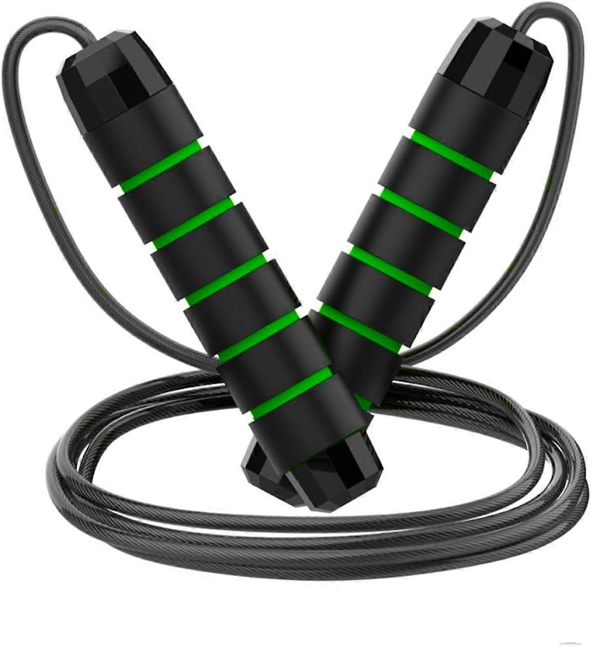 Speed Jump Rope Tangle  Design Adjustable Cord Black And Green