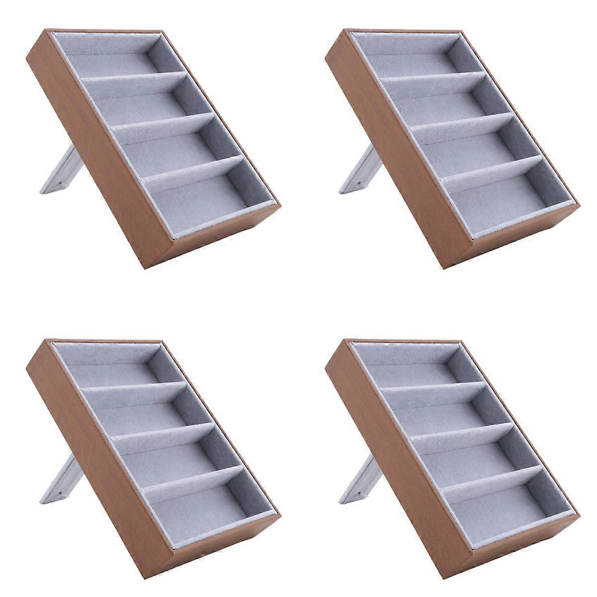 Sunglasses Display Glasses Cases 4 Grids Sunglasses Display - Brown