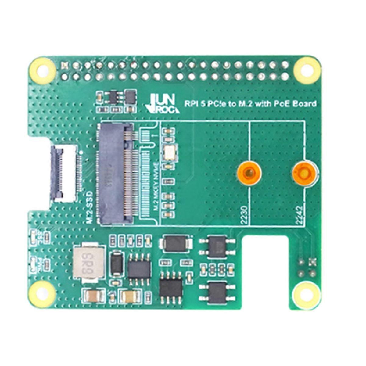Til Raspberry Pi 5 PCIe til M.2-interface 40pin GPIO med PoE Ethernet strømforsyning Udvidelseskort NVMe protokol HAT +