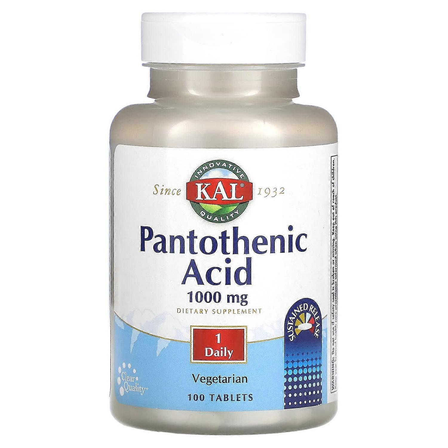 KAL, Pantothenic Acid, 100 Tablets