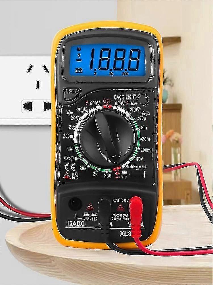 Digital Multimeter Portable AC Home Tool Test Line Ammeter Voltmeter Black Tester Meter Red ABS Yellow PVC LCD Backlight